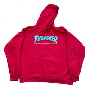 VTG Thrasher Sweatshirt Skateboard Y2K Red Blue Logo Graphic Hoodie Sz Large